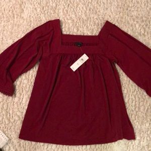 Ann Taylor burgundy square neck blouse.